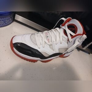 Jordan Men's White, Black, and Red Sneakers